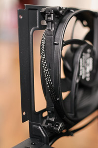 "Detail of the intake fan's cable routing"