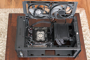 "Final routing of the cables through the HDD cage"