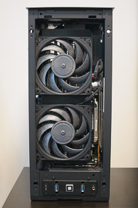 "Deshrouded 5070 Ti in HYTE Revolt 3 case"