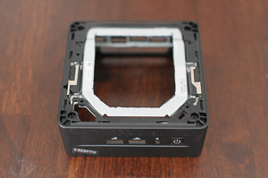 "The final hole, with Wi-Fi EMI stickers intact"